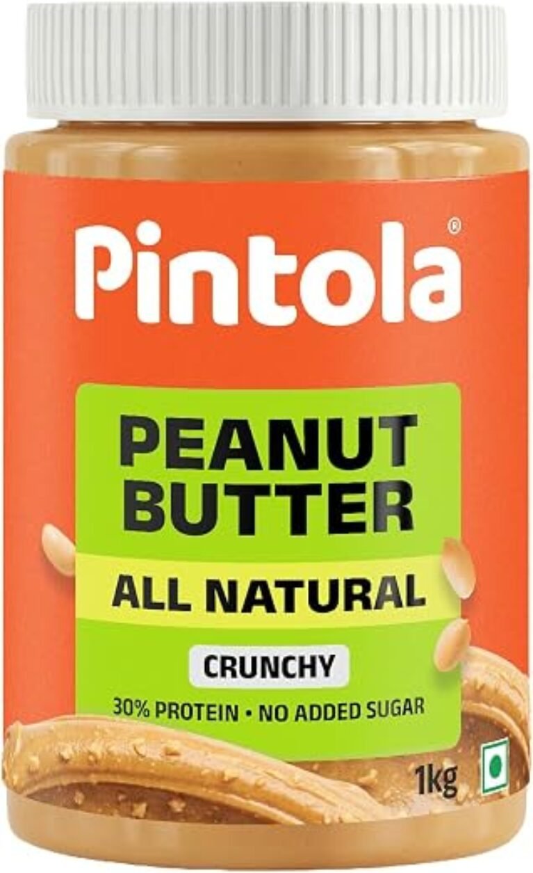 Pintola All Natural Peanut Butter Crunchy 1kg | Smooth, Unsweetened | 30g Protein | Gluten & Cholesterol Free, Vegan Peanut Butter, Nut Butter, High in Protein Spread, 100% Pure Roasted peanuts butter