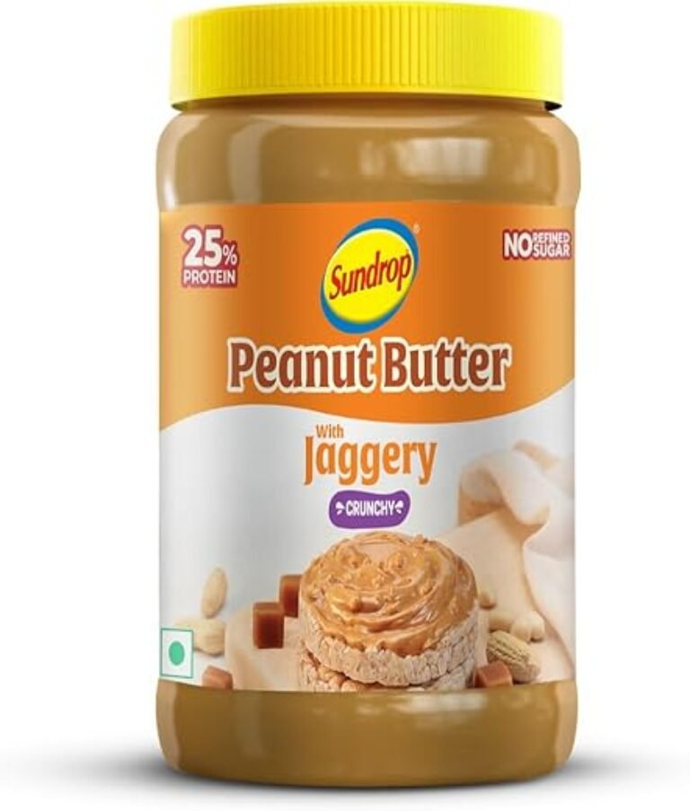 Sundrop Peanut Butter with Jaggery | Crunchy | 900 grams | With 25% Protein | 7.5% Dietary Fibre | Premium Roasted Peanuts | Great Value Per Gram of Protein I No refined sugar
