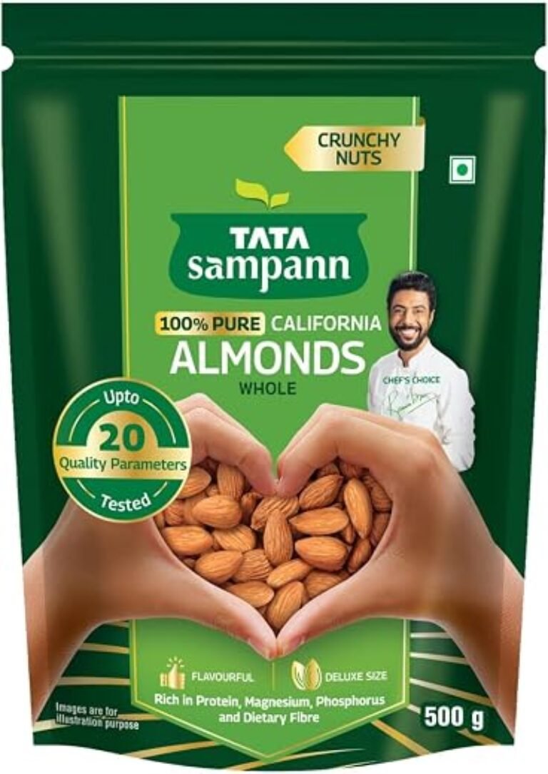 Tata Sampann Pure California Almonds/Badam Whole, 500g, Real Nuts, High in Fiber, Badam Giri, Rich in Protein, Magnesium, Phosphorus and Dietary Fibre, Nuts & Dry Fruits